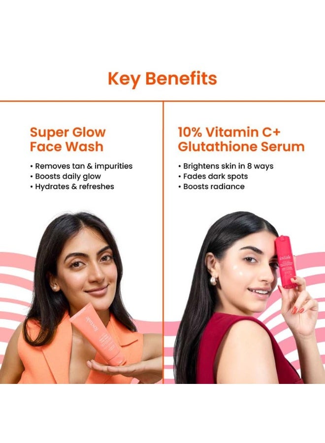 Foxtale Eternal Glow Combo | Super Glow Face Wash 100ml+ Vit C Glutathione Serum 30ml+ Super Glow Moisturizer 50ml+ SPF 50 Glow Sunscreen 50ml | Cleanses, brightens, hydrates & protects | All skin types - Image 4